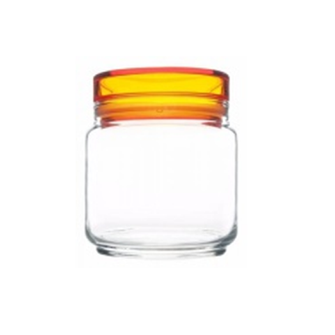 LUMINARC STORAGE GLASS JAR 0.50L - ORANGE LID