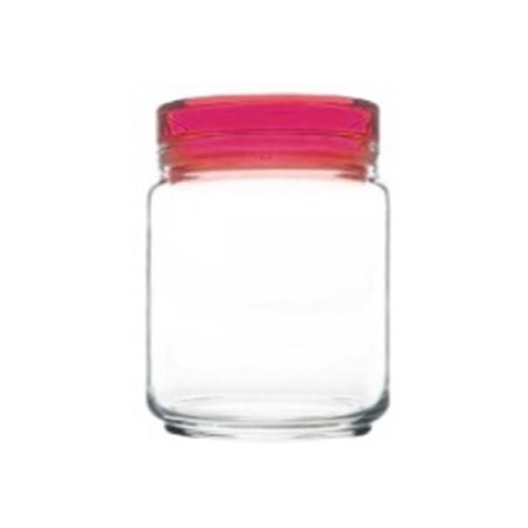 LUMINARC STORAGE GLASS JAR 0.75L - PINK LID