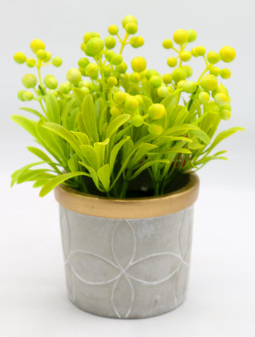 ARMN HOLLAND DECORATIVE FLOWERS IN POT - GREEN & YELLOW